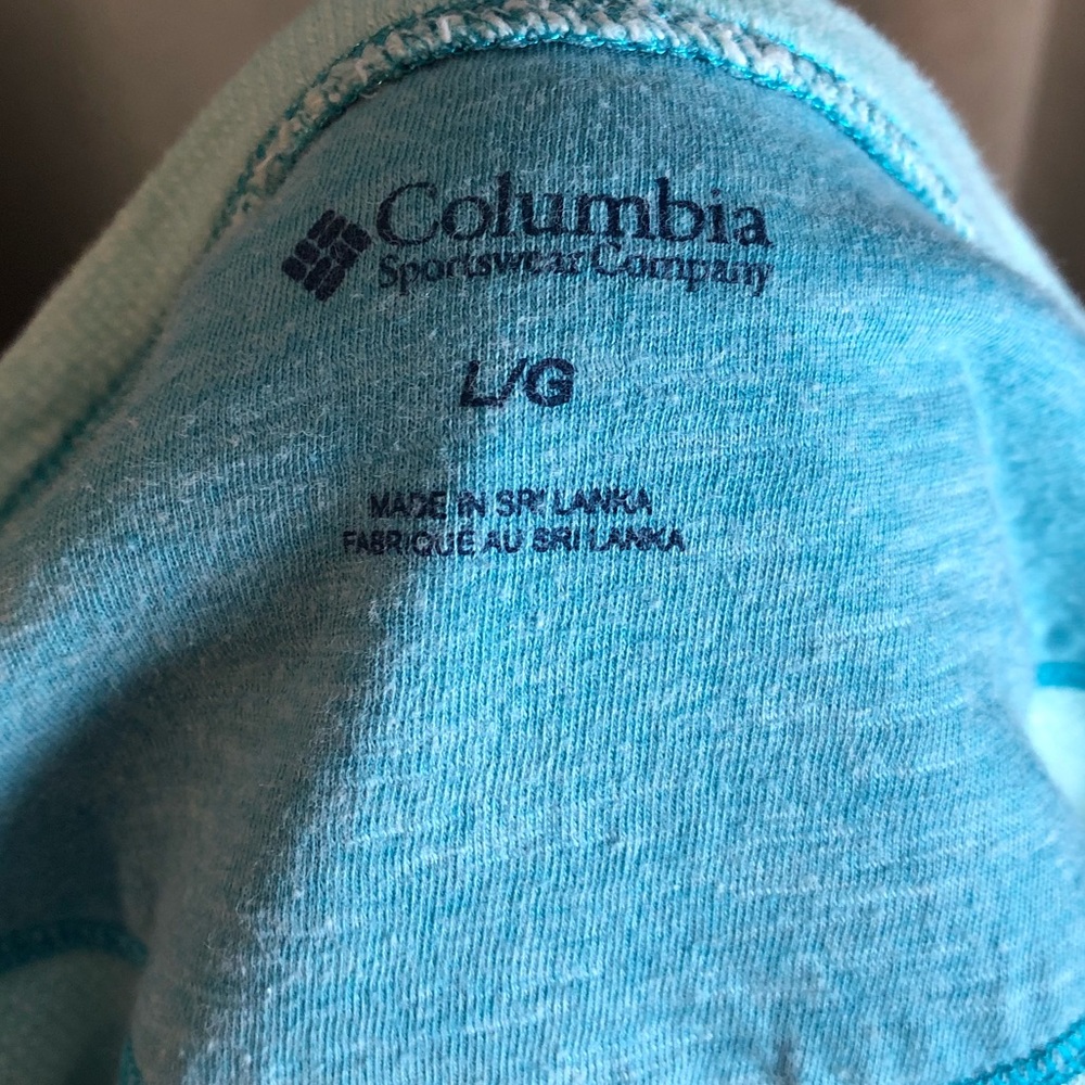 Columbia 3/4 Sleeve Outdoor Teal Crew Scoop Neck Shirt - Picture 11 of 11